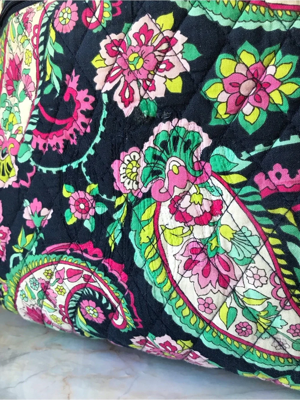 Vera Bradley Petal Paisley Campus Backpack Padded Laptop Zip Pocket Pink Blue